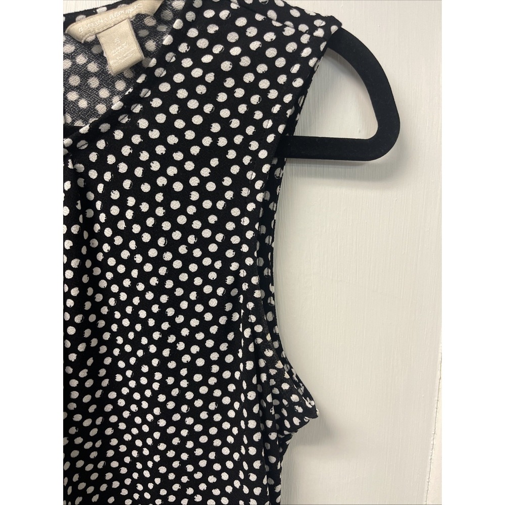 Women's Banana Republic Size Small Black-And-White Polkadot Keyhole Back Tank - Picture 4 of 9